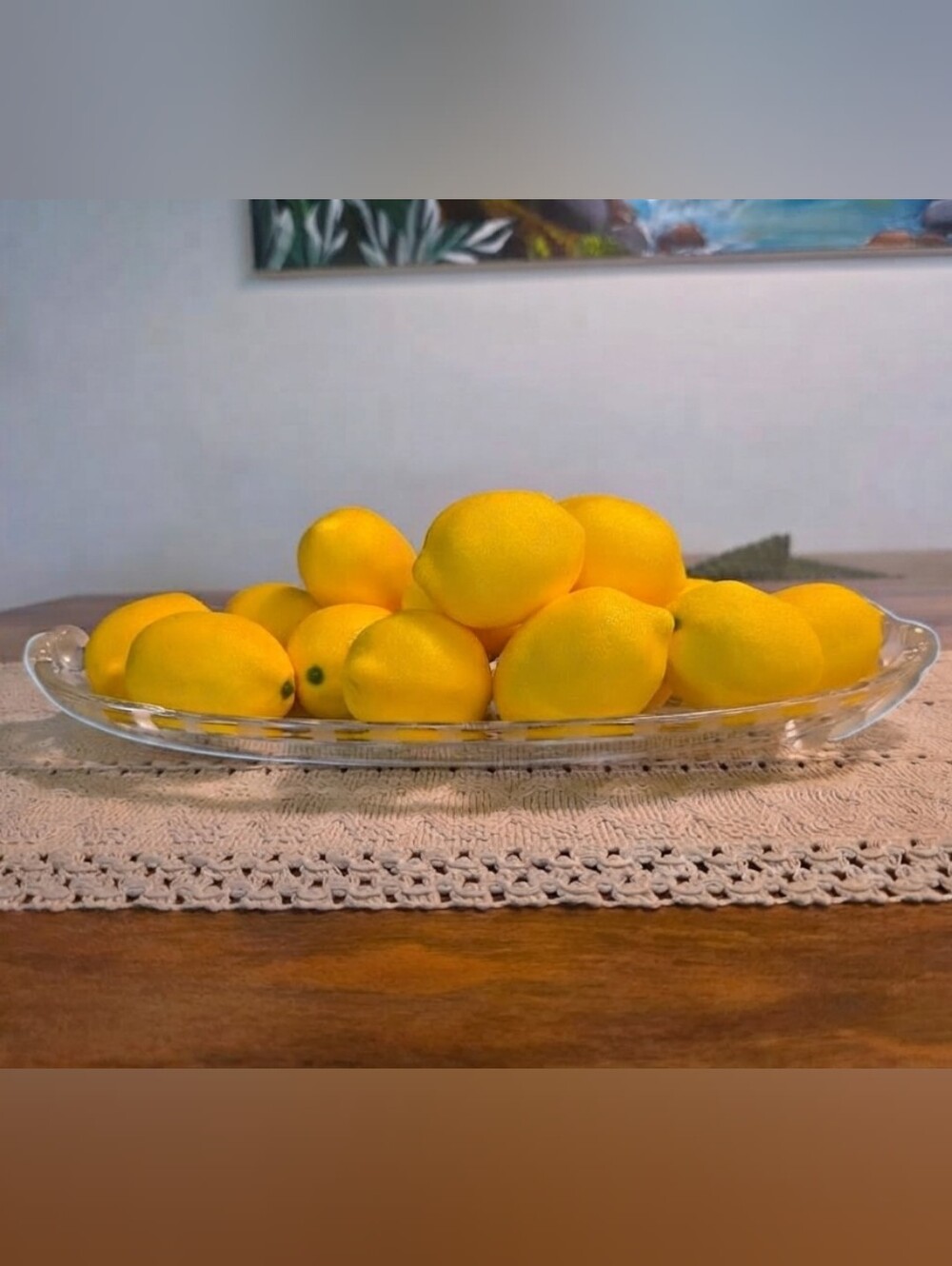 Vintage Etched Glass Maple Leaf & Grapes Serving Platter / Oval Tray